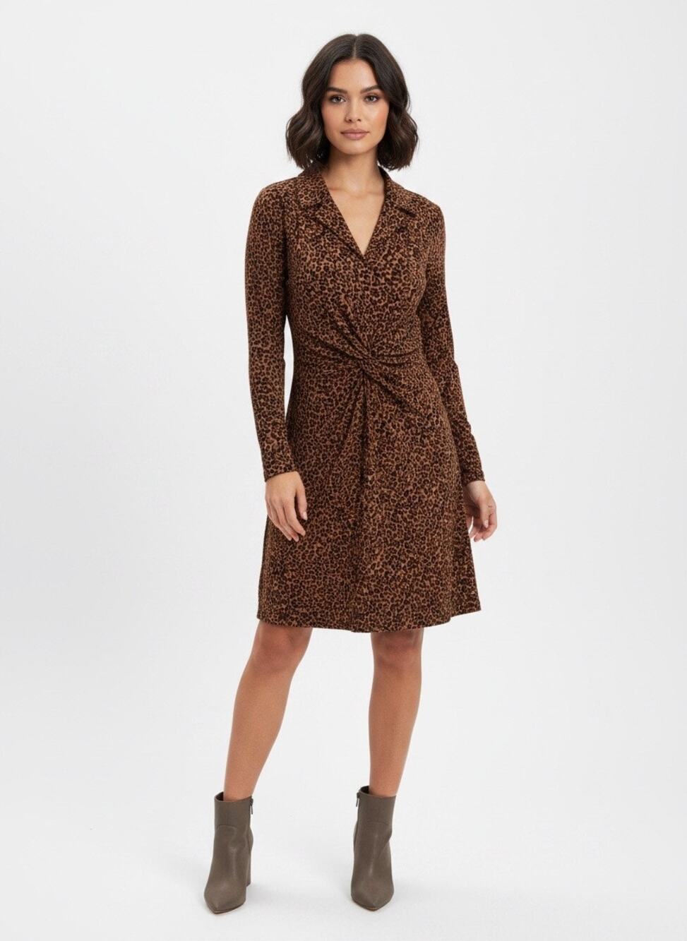 Leopard Print V‑Neck Dress